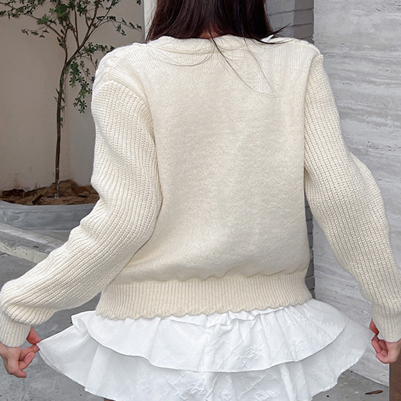 French Style Gentle Girl Lace Sweater