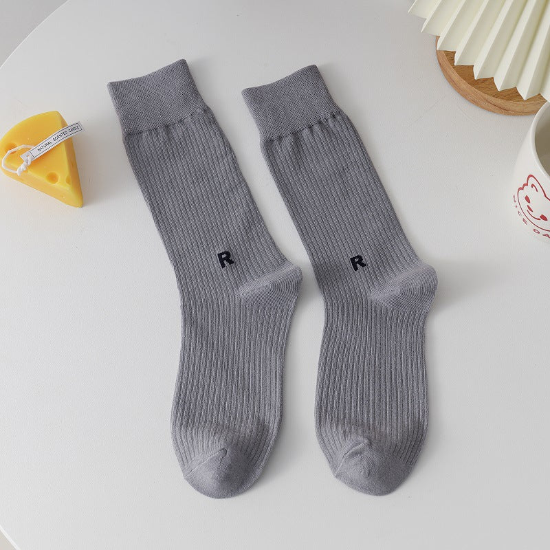 Socks Women's Long Cotton Socks Candy Color Japanese R Letters