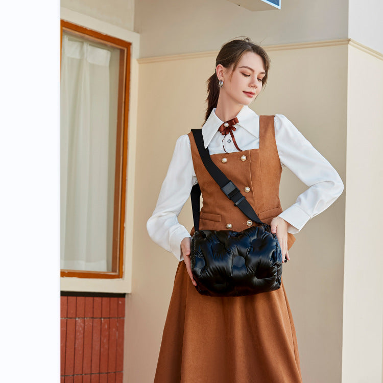 Dame Skuldertaske i Space Cotton med Diagonalt Snit