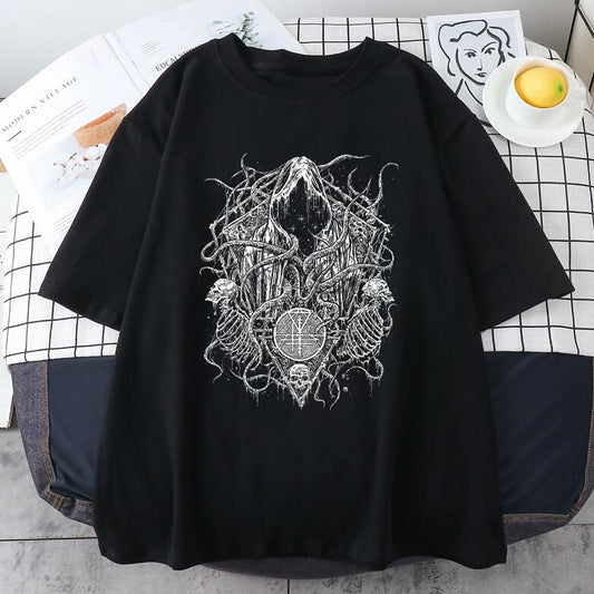 European And American Digital Printing Casual Round Neck Short Sleeves