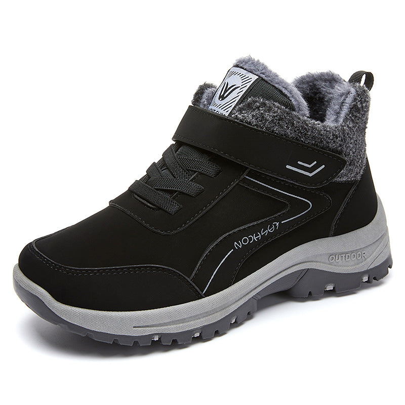 Winter New Fleece-lined Thickened Women's Short Leather Boots