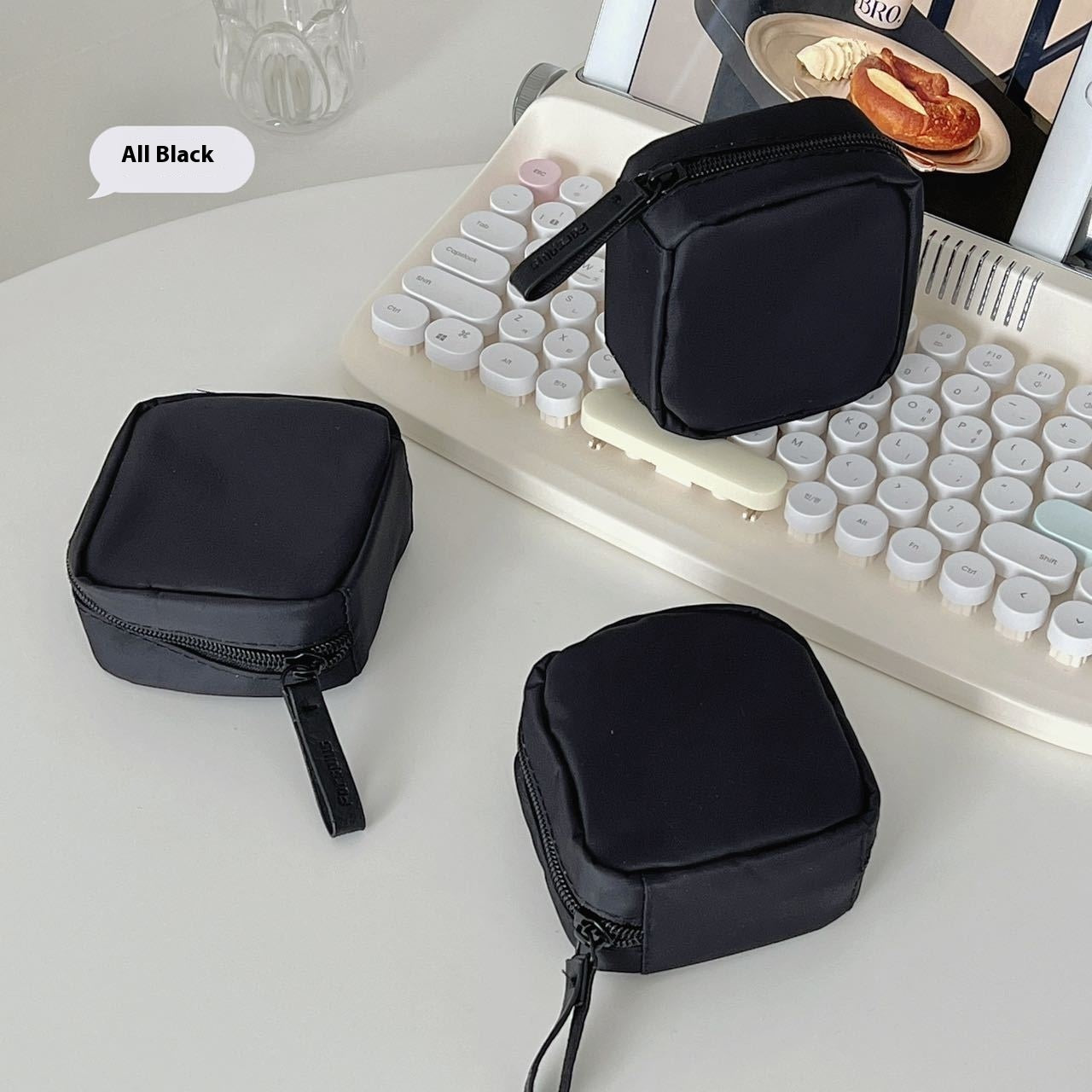Mini Lipstick Minority Simple Japanese Solid Color Nylon Storage Bag