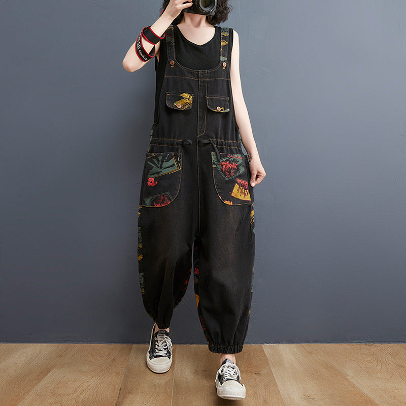 Damemode Plus Size Aldersreducerende Print Selestykker-jeans