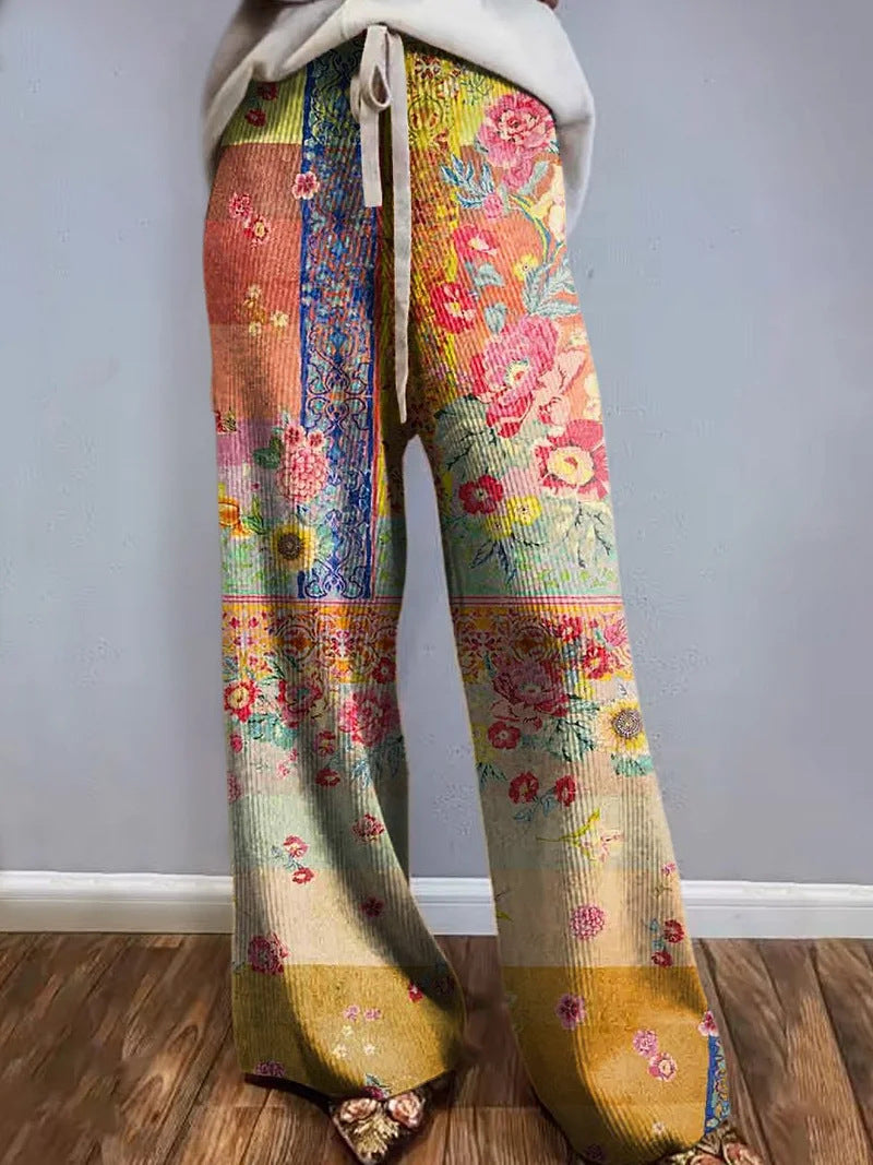 D Printed European And American Leisure Wide Leg Sports European And American Trousers