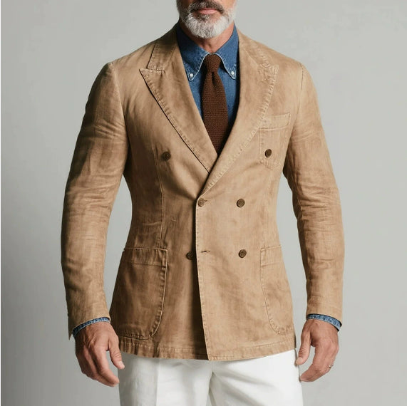 Light Luxury Corduroy Suit Jacket Autumn And Winter Double Breasted Casual