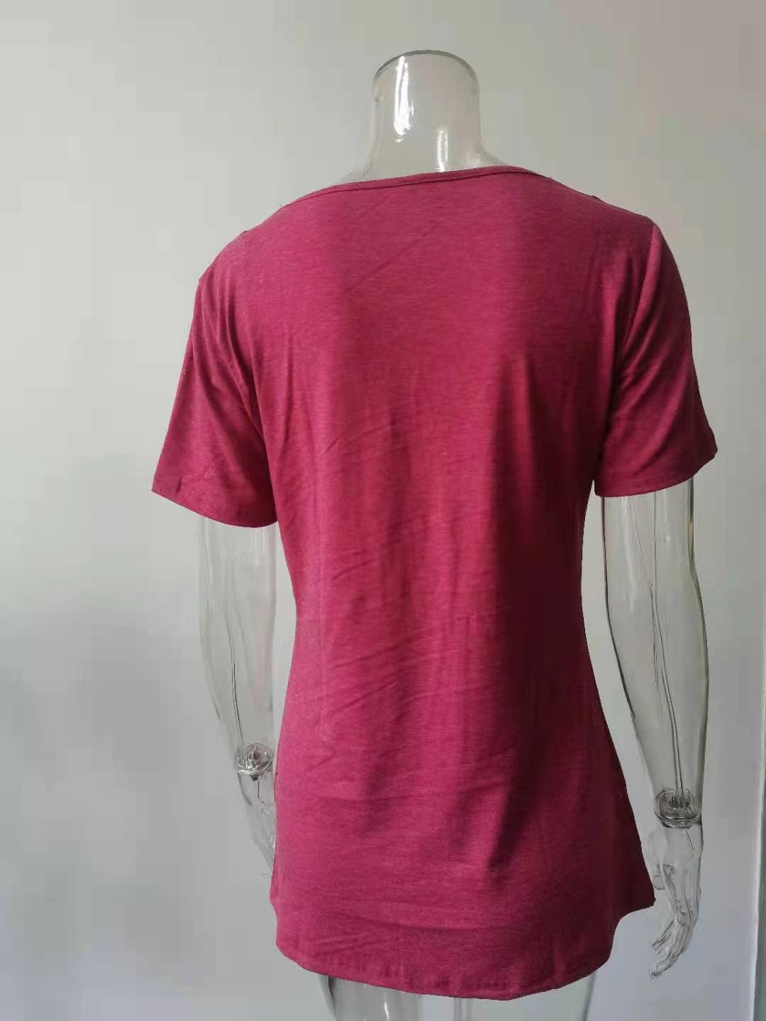 Women's V Neck Short Sleeved Neckline Kink Casual T Shirt