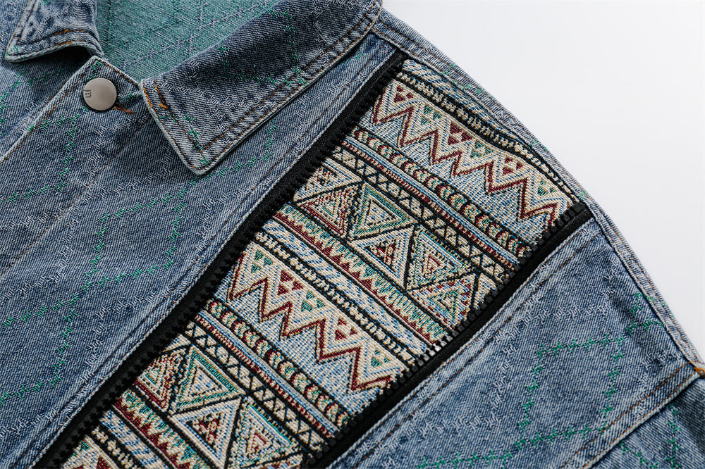 Tie-dye Gradient Denim Coat For Men And Women