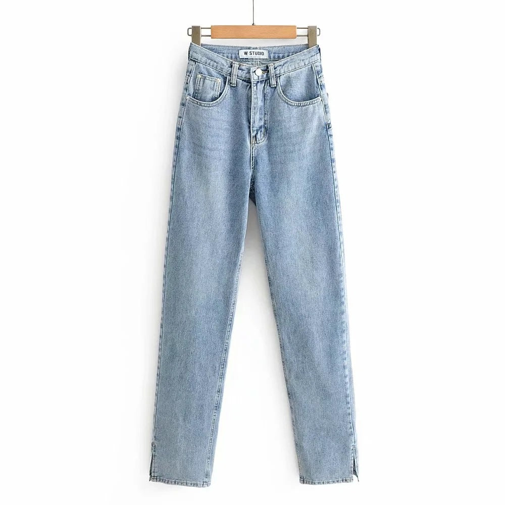 Side Slits And Mopping The Floor Are Thin Straight-leg Pants