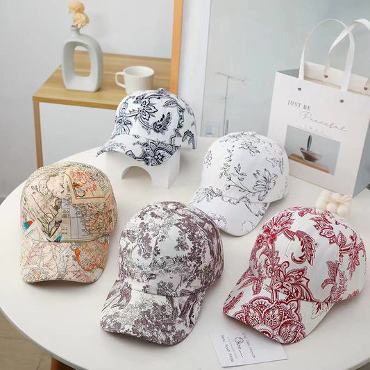 Printed Face Cover Sun-proof Peaked Cap