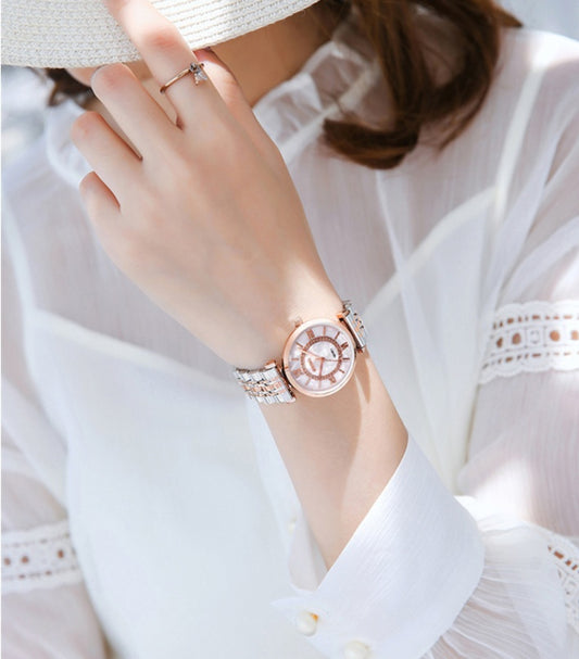 Ladies Diamond Steel Band Simple Quartz Watch