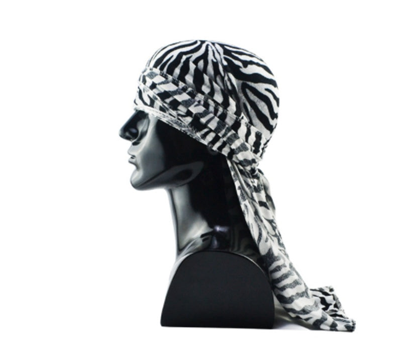 Plush printed long tail hat