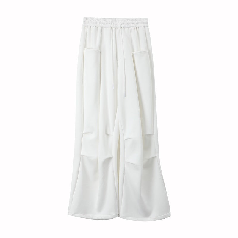 New Autumnwinter Women's White Work Pants With A Designer-style Drawstring