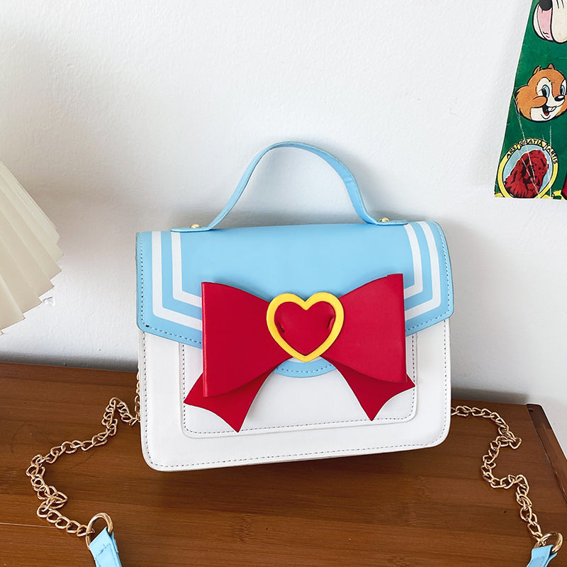 Contrasting Color Pu Messenger Bag Funny Personality