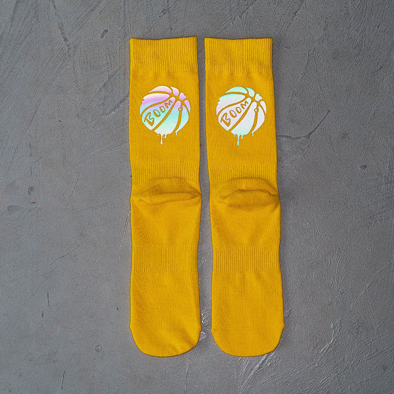 Long tube high-top cotton socks in the sports tide