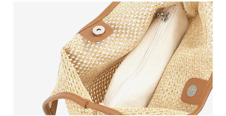 Vest Fishnet Bag Literary Straw Shoulder Bag