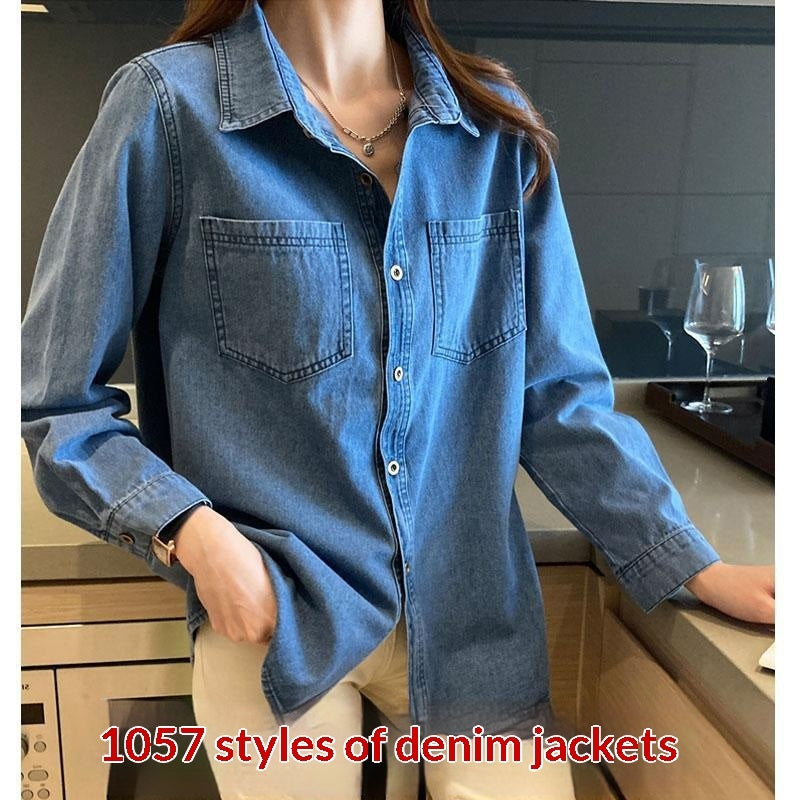 Vintage Straight-shoulder Denim Shirt With Long Sleeves For Layering