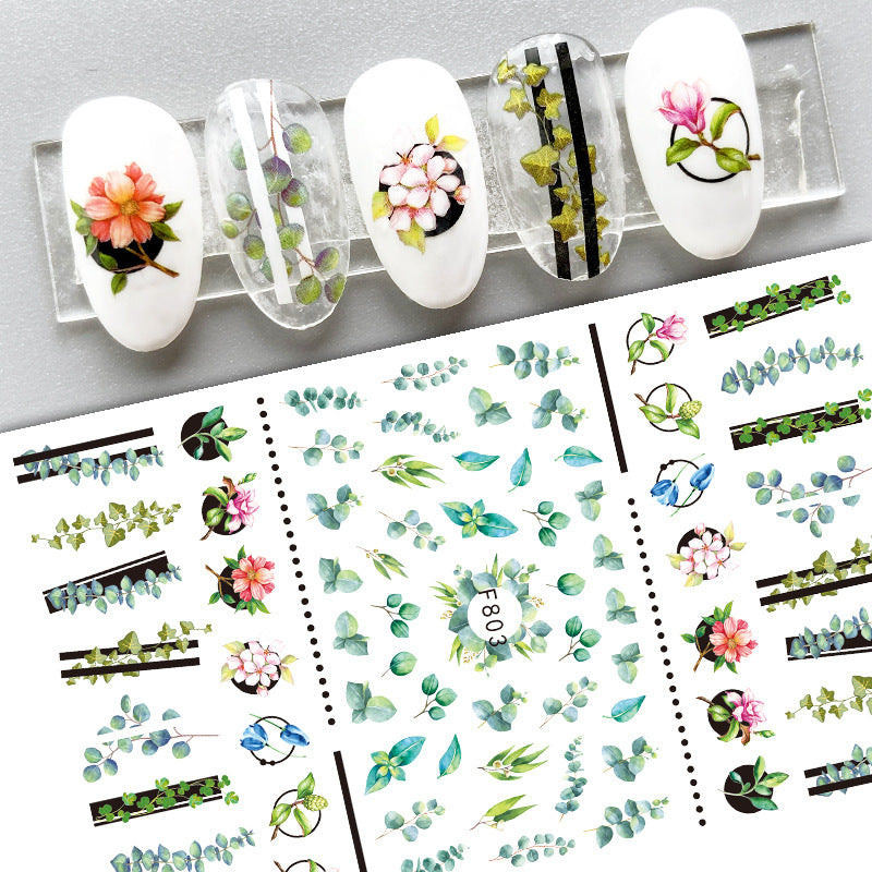New Flower Nail Art Decal Plain Hand Painted