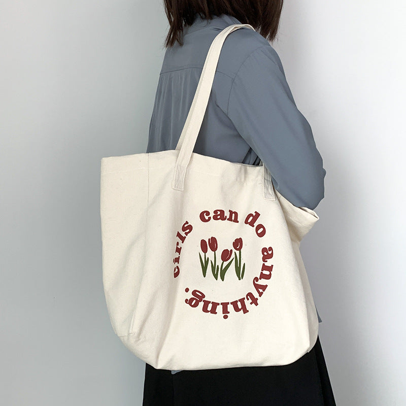 Cute Color Matching Tulip Shoulder Canvas Bag