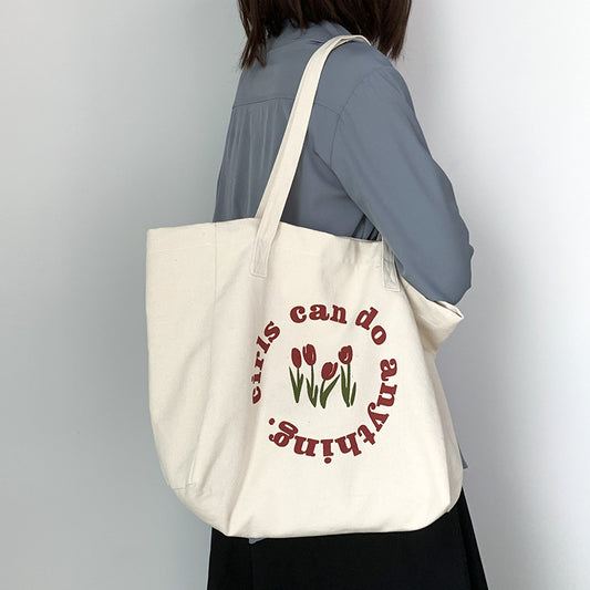 Cute Color Matching Tulip Shoulder Canvas Bag