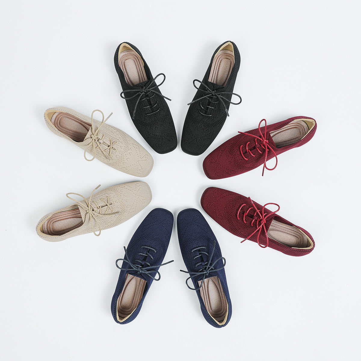 Flyknit Deep Mouth Brogue Lace-up Square Head Leisure Oversized Shoes