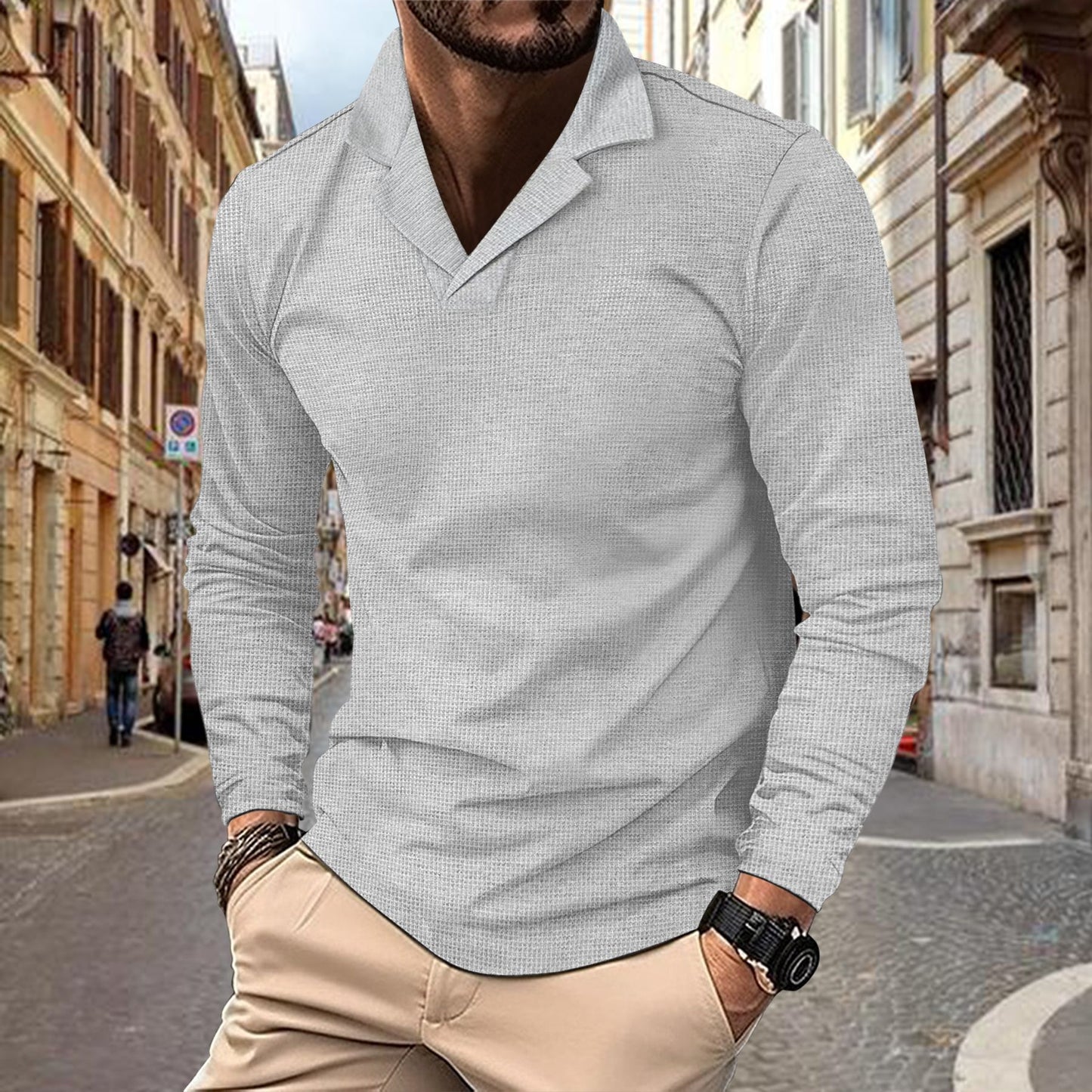 Suit Collar Solid Color Casual Long Sleeves