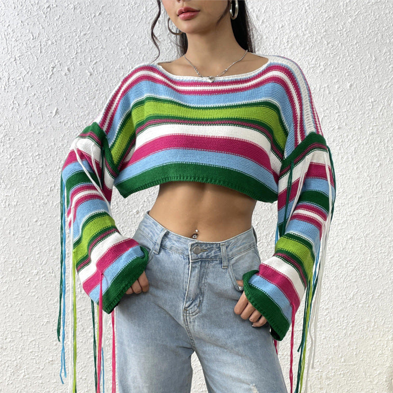 Ultra Short Midriff-baring Loose Sweater