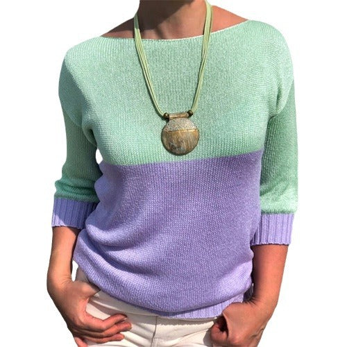 Women's Clothes Color Matching Long-sleeved Sweater