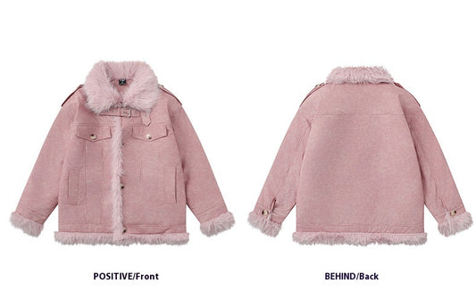 Autumn And Winter New Thickened Cotton Padded Stand-up Collar Cotton-padded Coat Deerskin Velvet