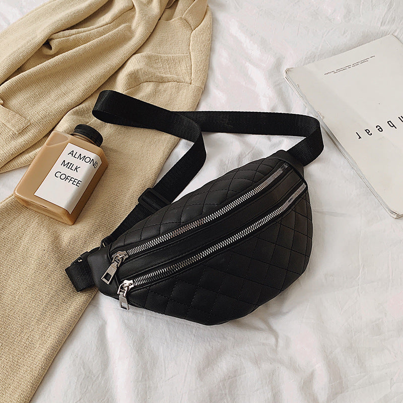 PU Leather Two Tier Waist Bag Shoulder
