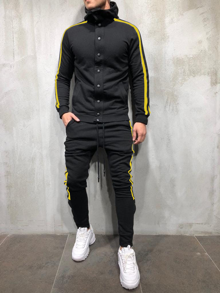Hooded button cardigan men's sports