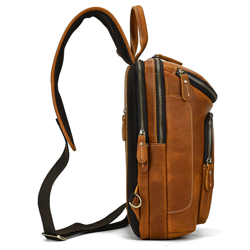 Men's Retro Crazy Horse Skin Shoulder Bag