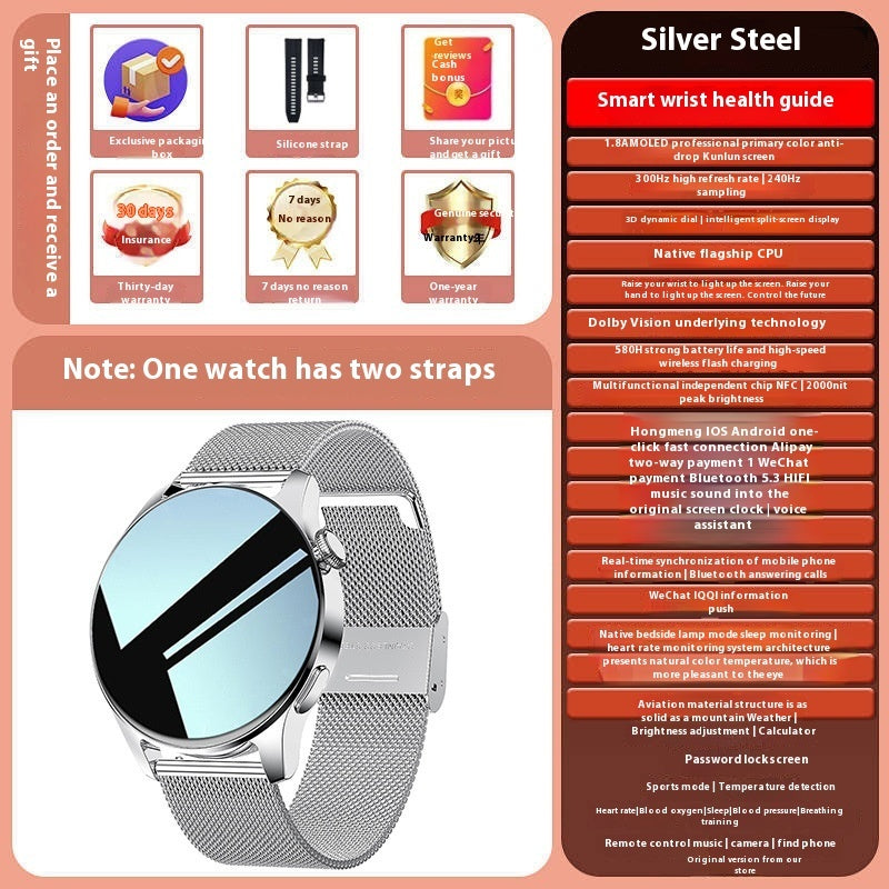 Smartwatch Bluetooth-opkald Puls Blodtryk Multifunktion