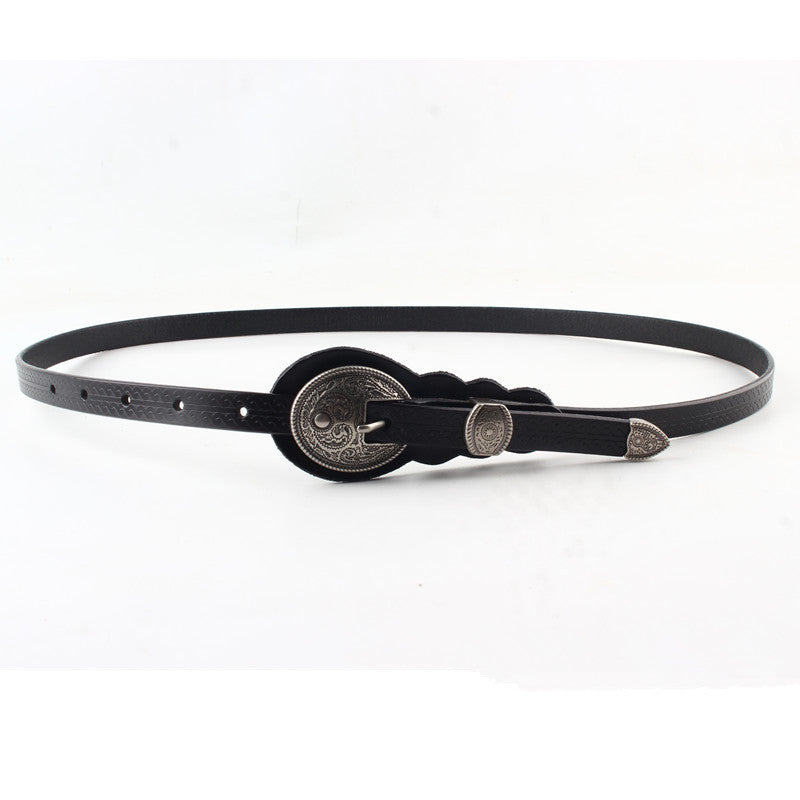 Simple And Versatile Cow Leather Narrow Belt