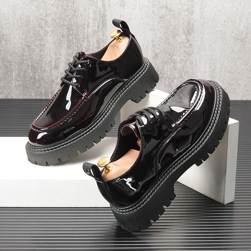 Men's Retro British Style Casual Shoes With Inner Heightening Thick Sole