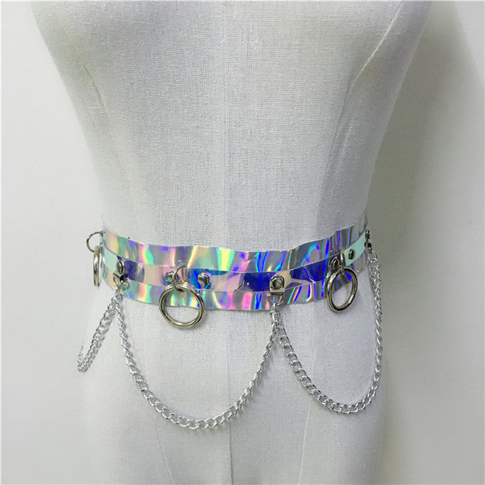 Laser Belt Leather Chain Waist Female