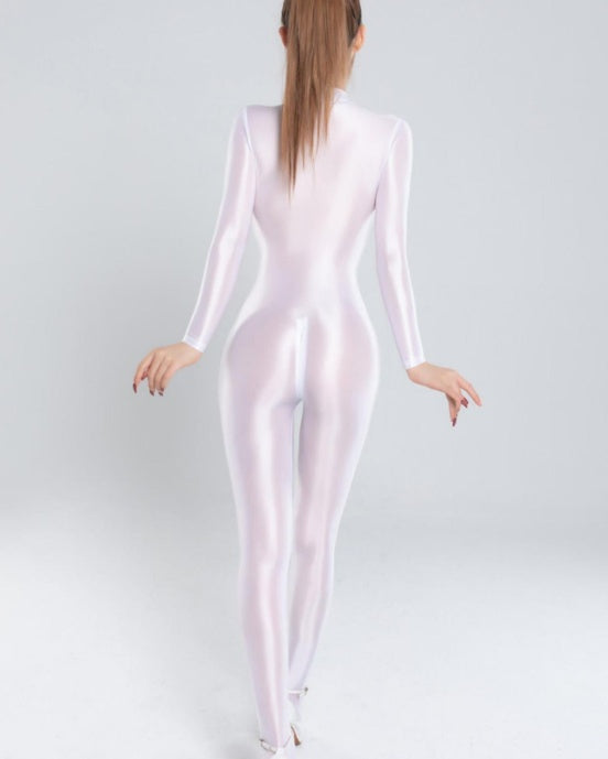 New See-through Shiny Silky Long Sleeve Body-shaping Corsets