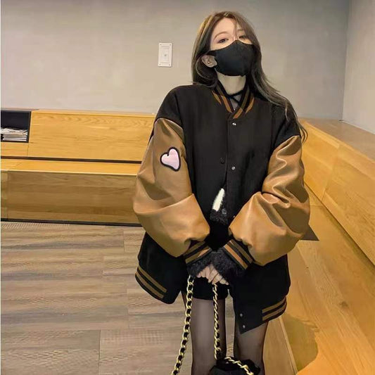 Spring And Autumn Stitching Loose Casual Jacket