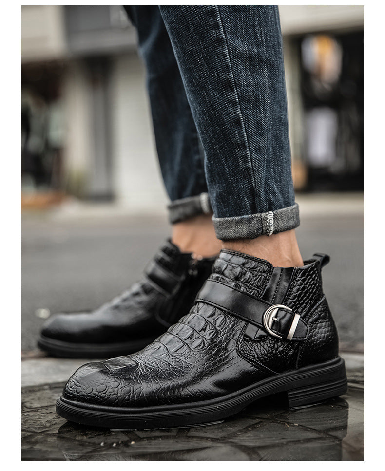 mønstrede høje business casual lædersko