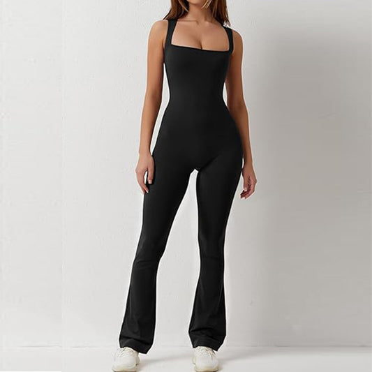 Solid Color Square Collar Vest Seamless Yoga Exercise Flared Pants