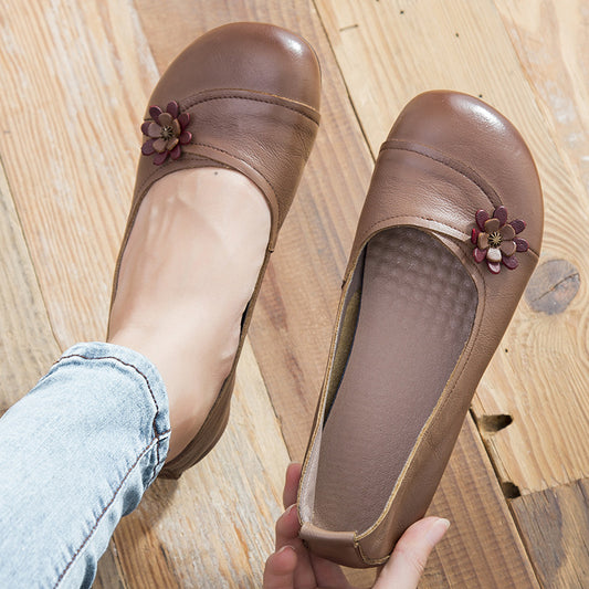 Comfortable Vintage Leather Women's Flat Heel Casual Shoes