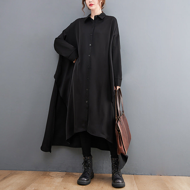 Loose Long Large Slit Shirt Dress For Women