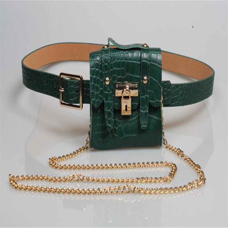Metal chain belt small bag