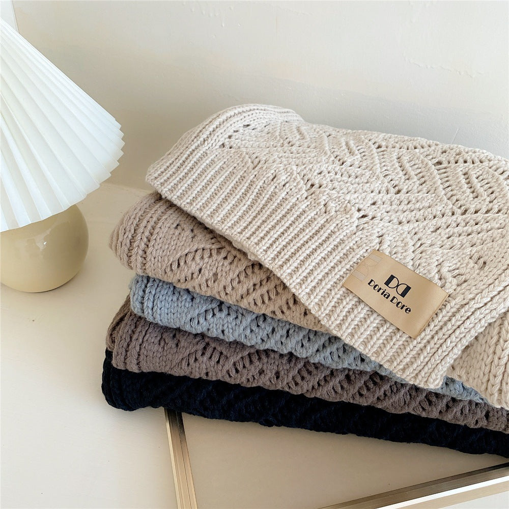 Women's All-match Earth Color Knitted Woolen Scarf