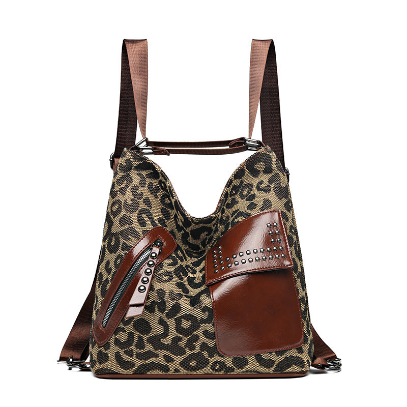 Houndstooth Rygsæk til Kvinder Mode Nitte Design Leopard Skuldertasker