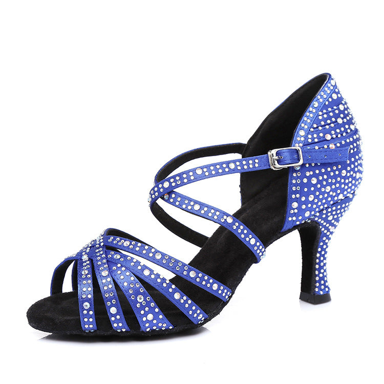 Latin Dance Shoes Hot Drilling Full Drilling Middle Heel