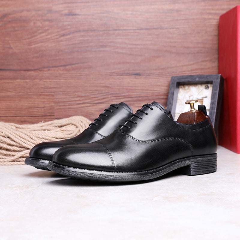 First Layer Cowhide Gradient Upper Lace-up Men's Shoes
