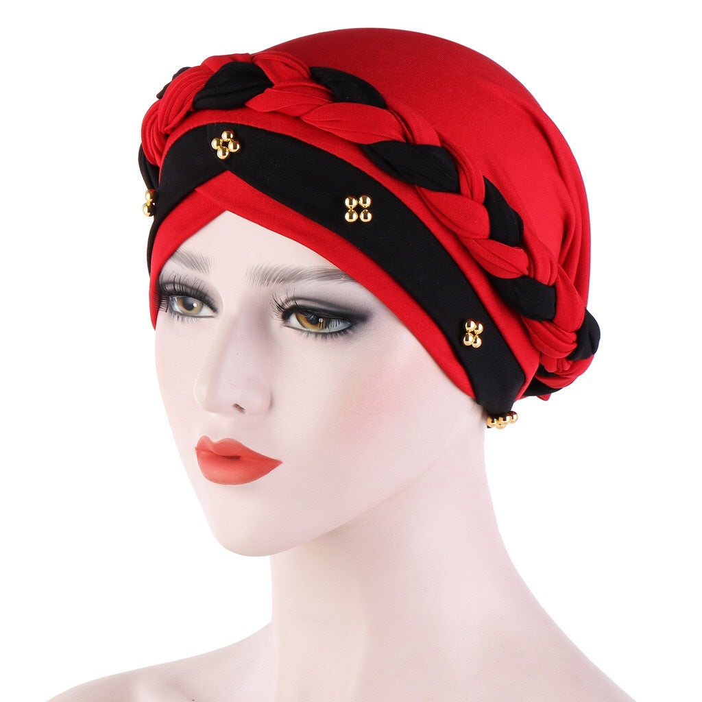 New Multi-color Crystal Hemp Three-layer Turban Hat