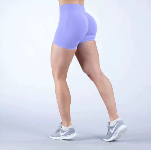 Højtaljede yogashorts Tætsiddende hofte-løftende sømløse hurtigtørrende bukser til sportsfitness