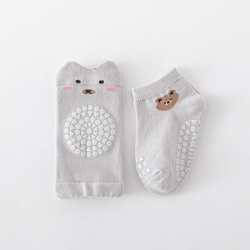 Children's Knee Pads Baby Floor Socks Set Crawling Sports Protection