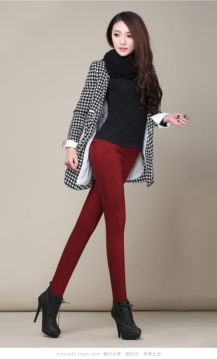 Ladies plus fleece padded slim outer wear leggings
